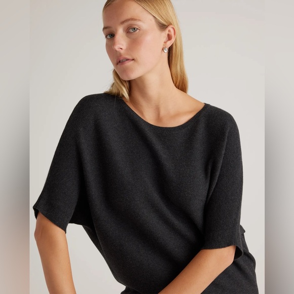 NWT Quince Lightweight Cotton Cashmere Dolman Sweater in Heather Charcoal - Picture 4 of 8